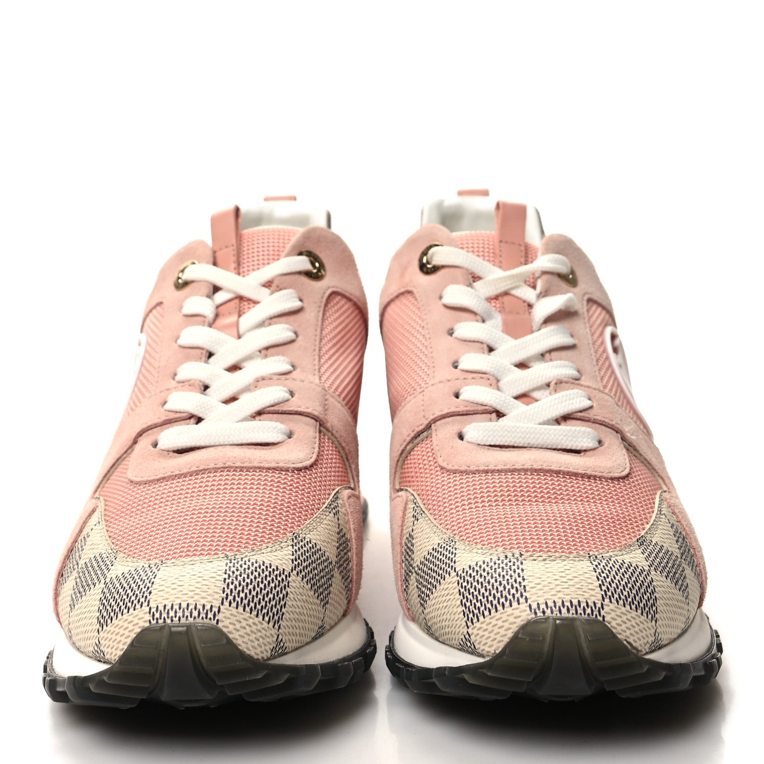 Louis Vuitton Suede Damier Azur Run Away Sneakers 39 Pink 2 of 9