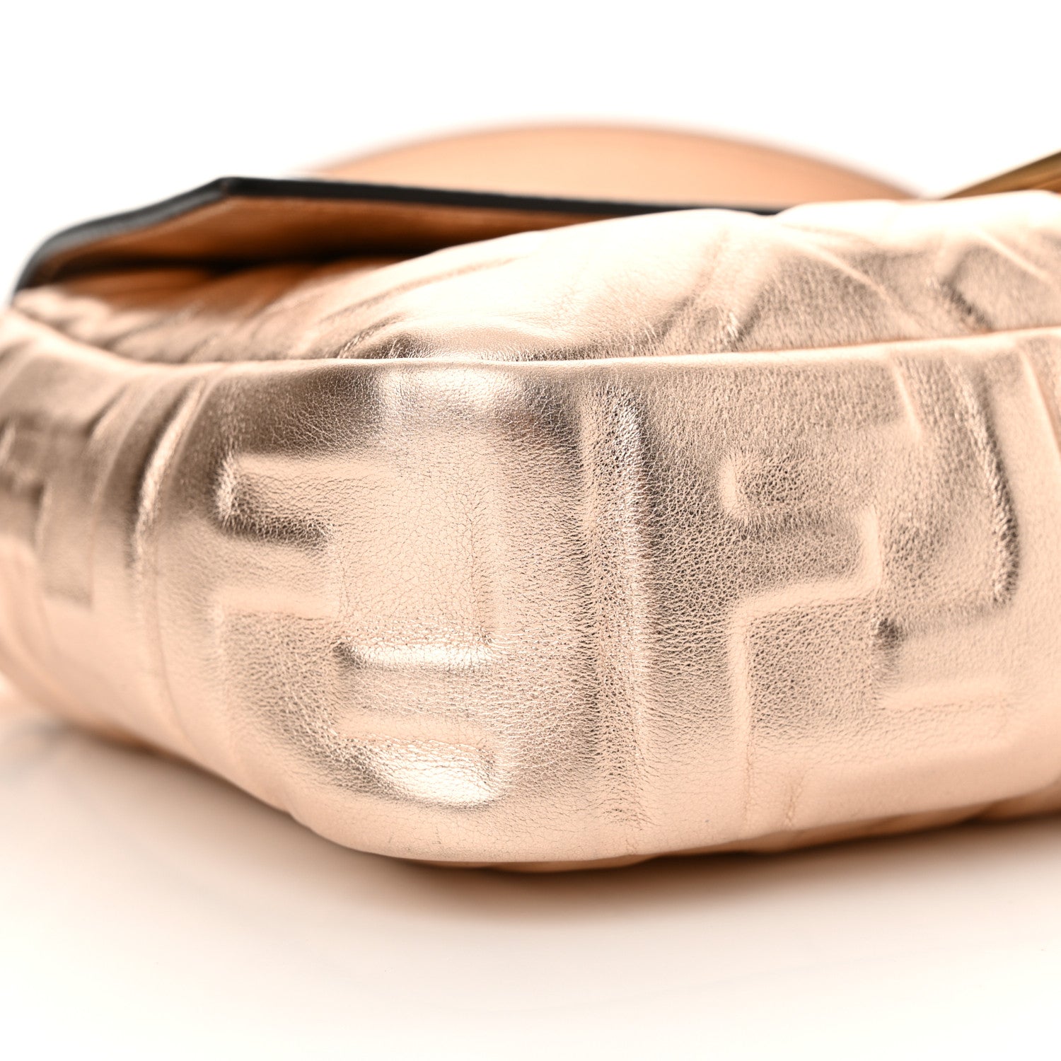 Fendi Vitello Laminato FF 1974 Embossed Baguette Rame 8 of 9