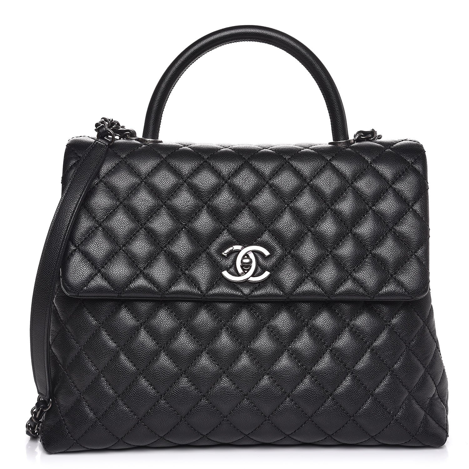 Chanel Caviar Quilted Large Coco Handle Flap Black 1 of 8