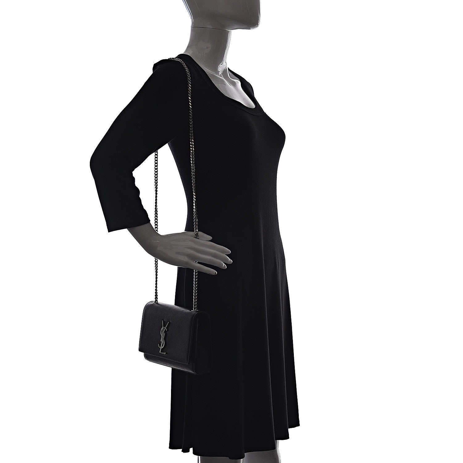 Saint Laurent Grain De Poudre Small Monogram Kate Satchel Black 2 of 10