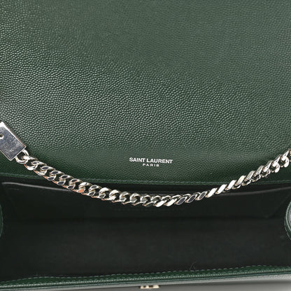 Saint Laurent Grain De Poudre Medium Monogram Kate Satchel Vert Fonce 5 of 9