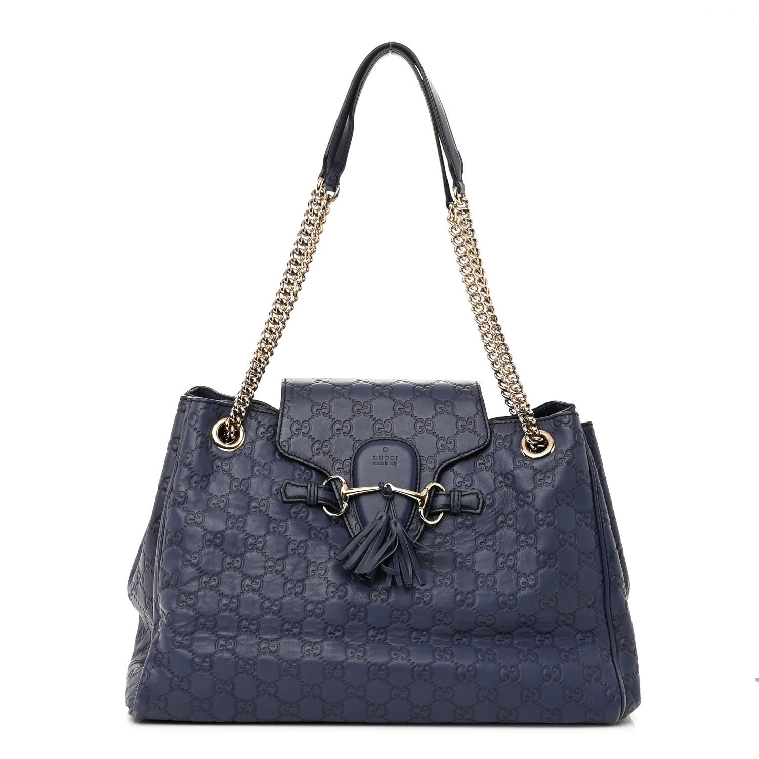 Gucci Guccissima Medium Emily Shoulder Bag Blue 1 of 14
