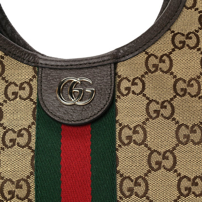 Gucci Monogram Web Small Giglio Tote Beige  Dark Brown 9 of 11