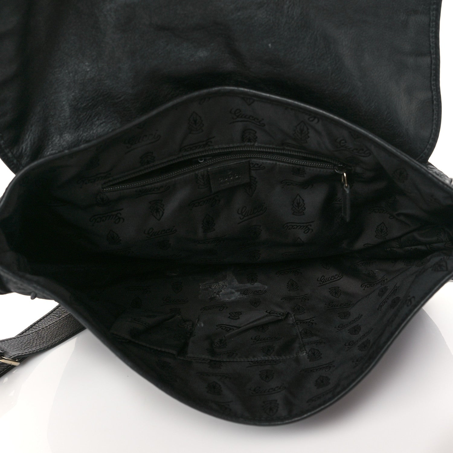 Gucci Guccissima Medium Flap Messenger Bag Black 4 of 10