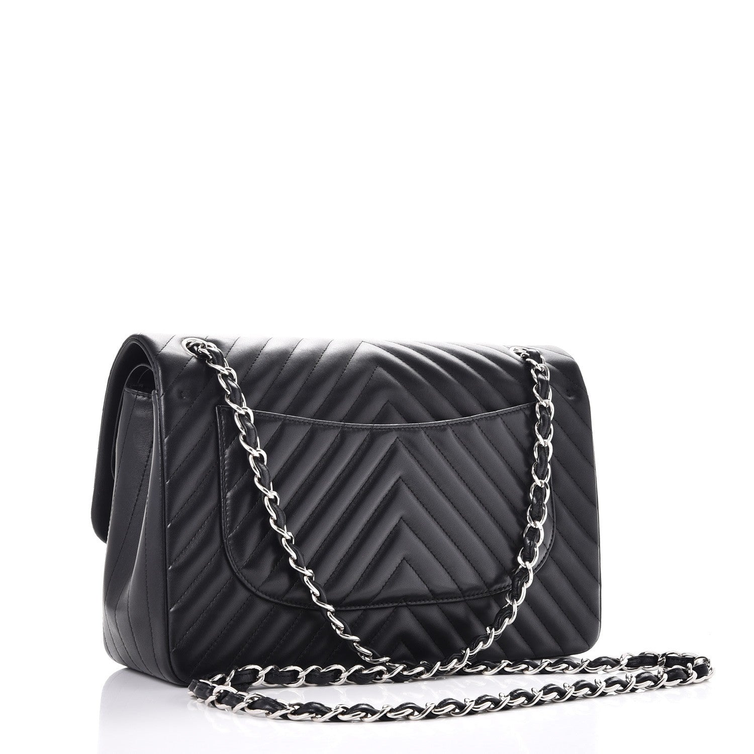 Chanel Lambskin Chevron Quilted Jumbo Double Flap Black 4 of 9