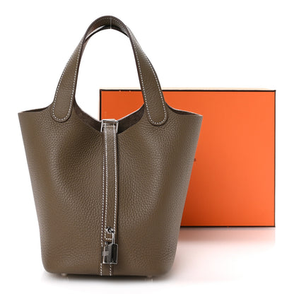 Hermes Taurillon Clemence Picotin Lock 18 PM Etoupe 13 of 13