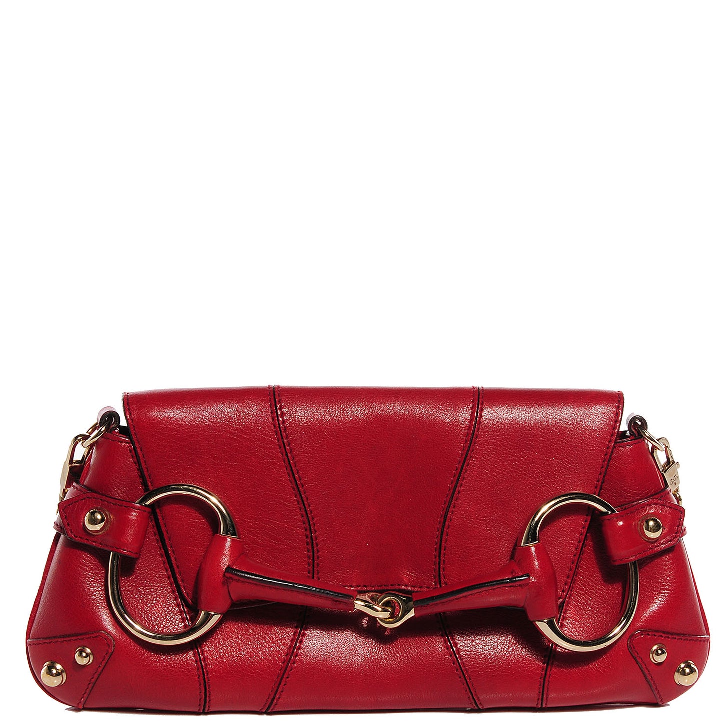Calfskin Small Horsebit Chain Clutch Red