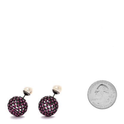 Christian Dior Crystal Pearl Dior Tribales Earrings Black Pink 2 of 4