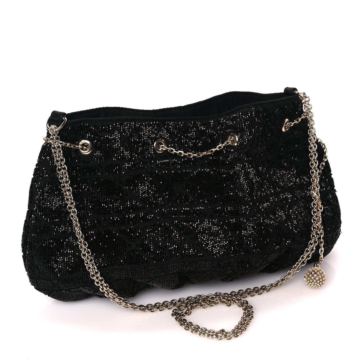 Embroidered Beaded Dream Bucket Bag  Black
