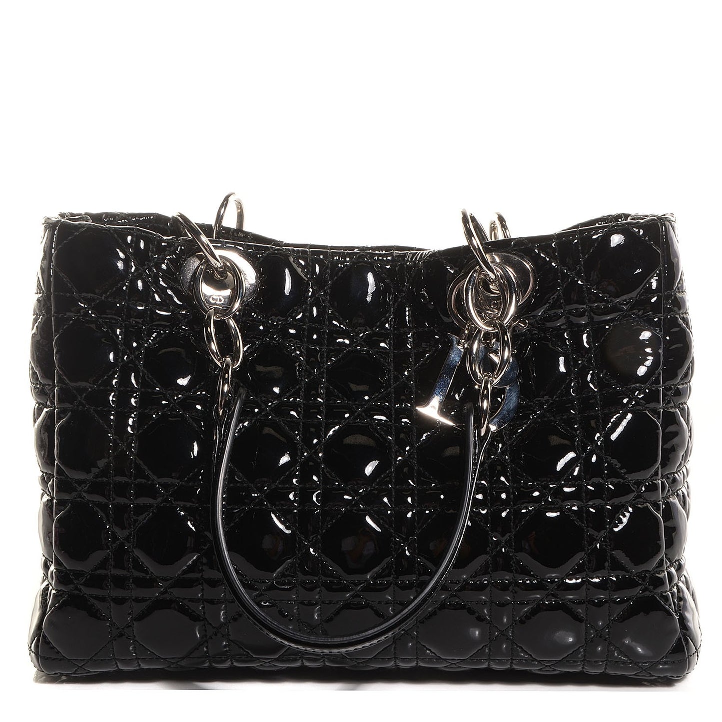 Patent Cannage Dior Soft Shopping Tote Black