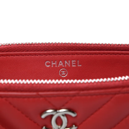 Chanel Lambskin Chevron Quilted Studded Small Clutch With Chain Red 8 of 16