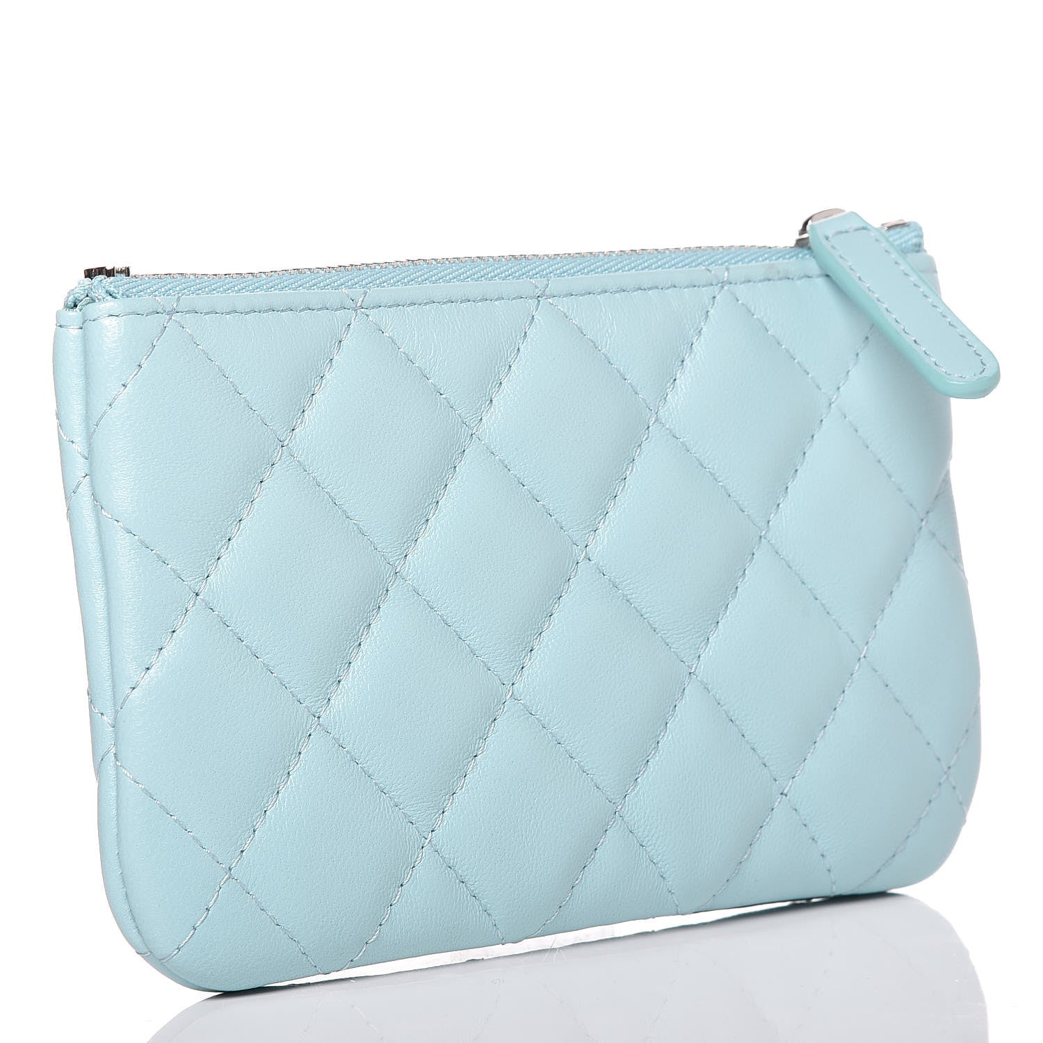 Chanel Lambskin Quilted Small Cosmetic Case Blue 3 of 8