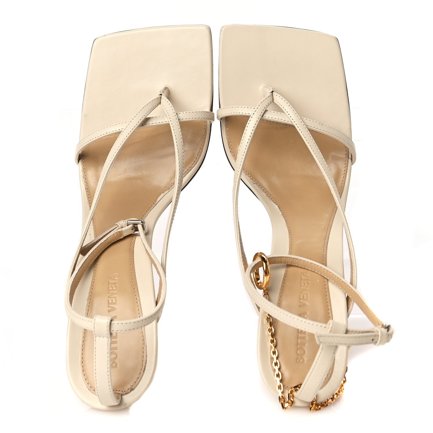 Bottega Veneta Lambskin Stretch Chain Strap 90mm Sandals 39 Sea Salt 6 of 9