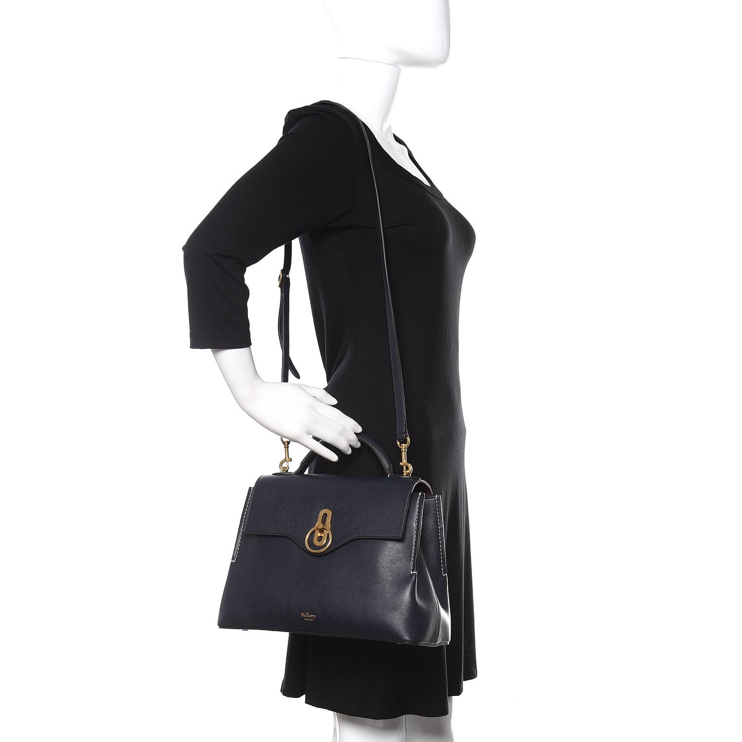 Mulberry Silky Calfskin Small Seaton Midnight Blue 2 of 10