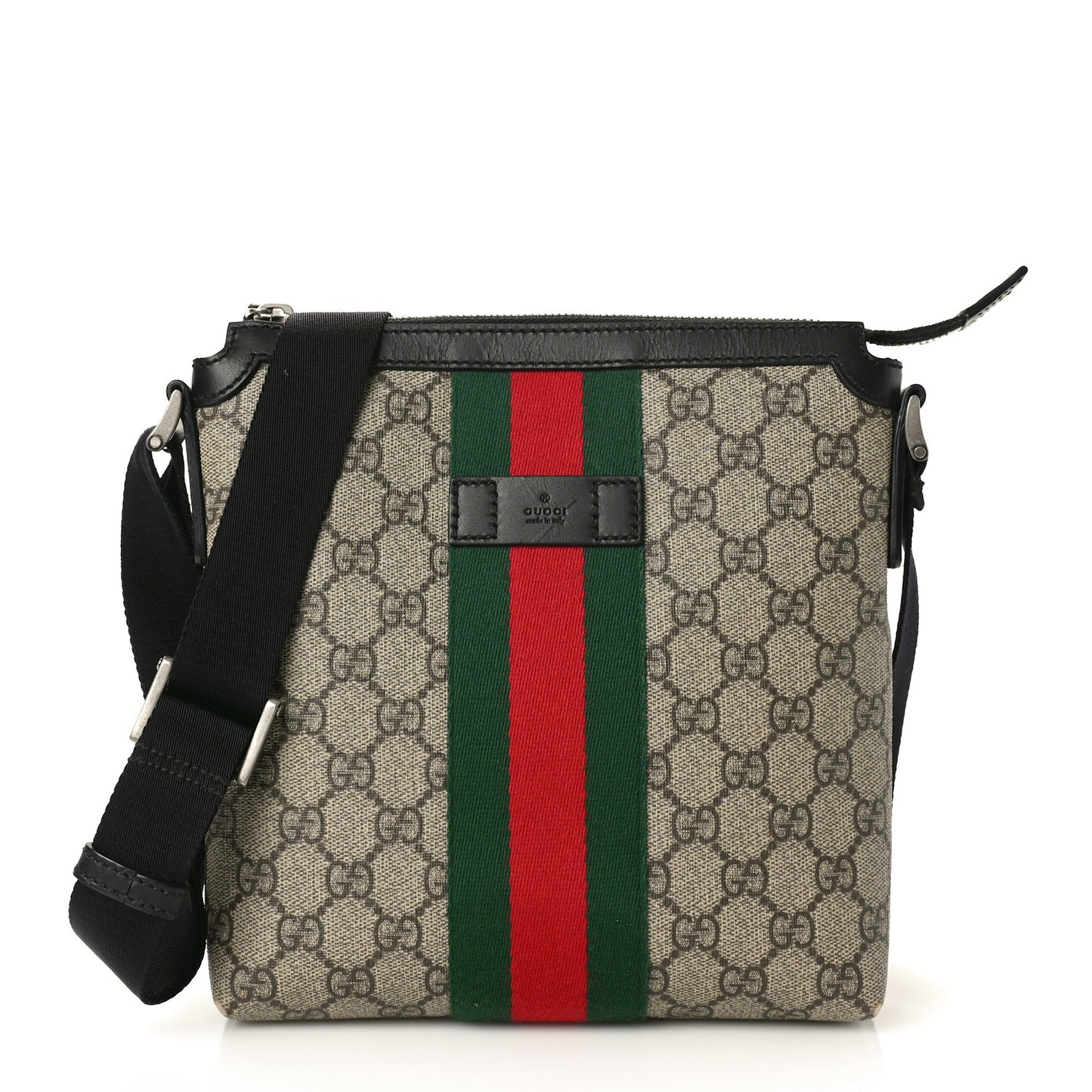 GG Supreme Monogram Web Messenger Bag Black