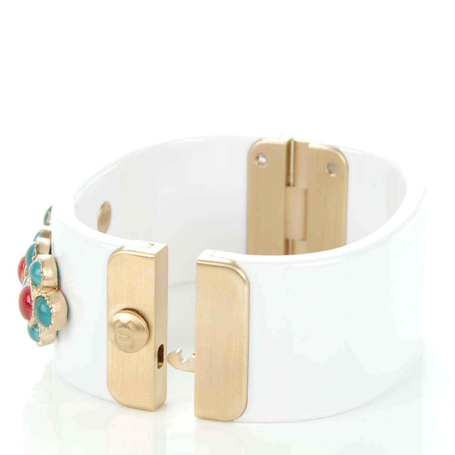 Chanel Resin Gripoix CC Bracelet White 4 of 6