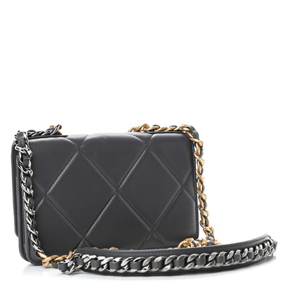 Chanel Lambskin Quilted Chanel 19 Wallet On Chain WOC Dark Grey 2 of 5