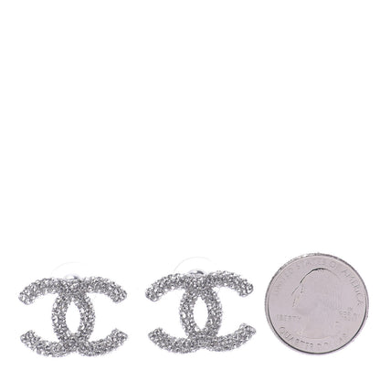 Chanel Crystal CC Treasure Chest Earrings Silver 2 of 5