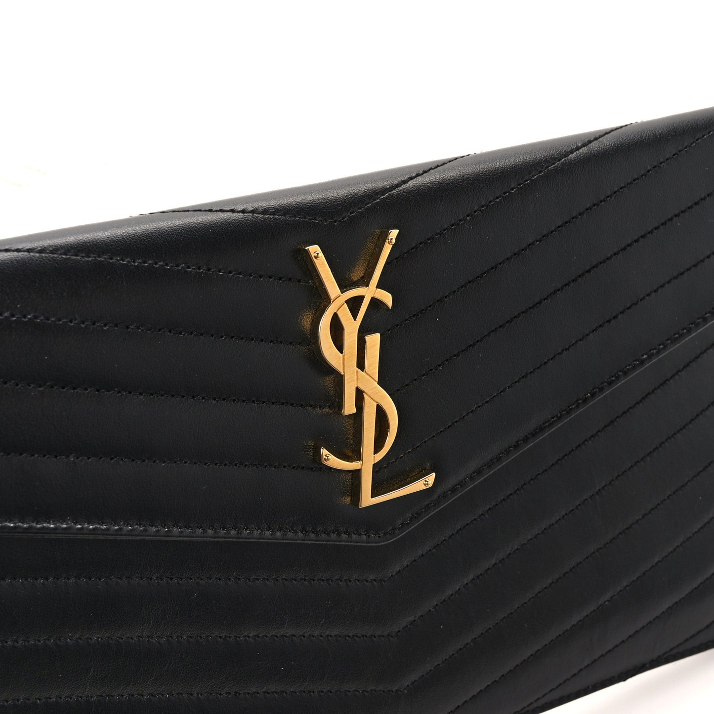 Calfskin Matelasse Chevron Monogram Uptown Clutch Black