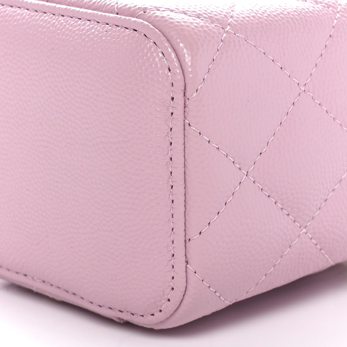 Caviar Quilted Mini Vanity Case With Chain Light Pink