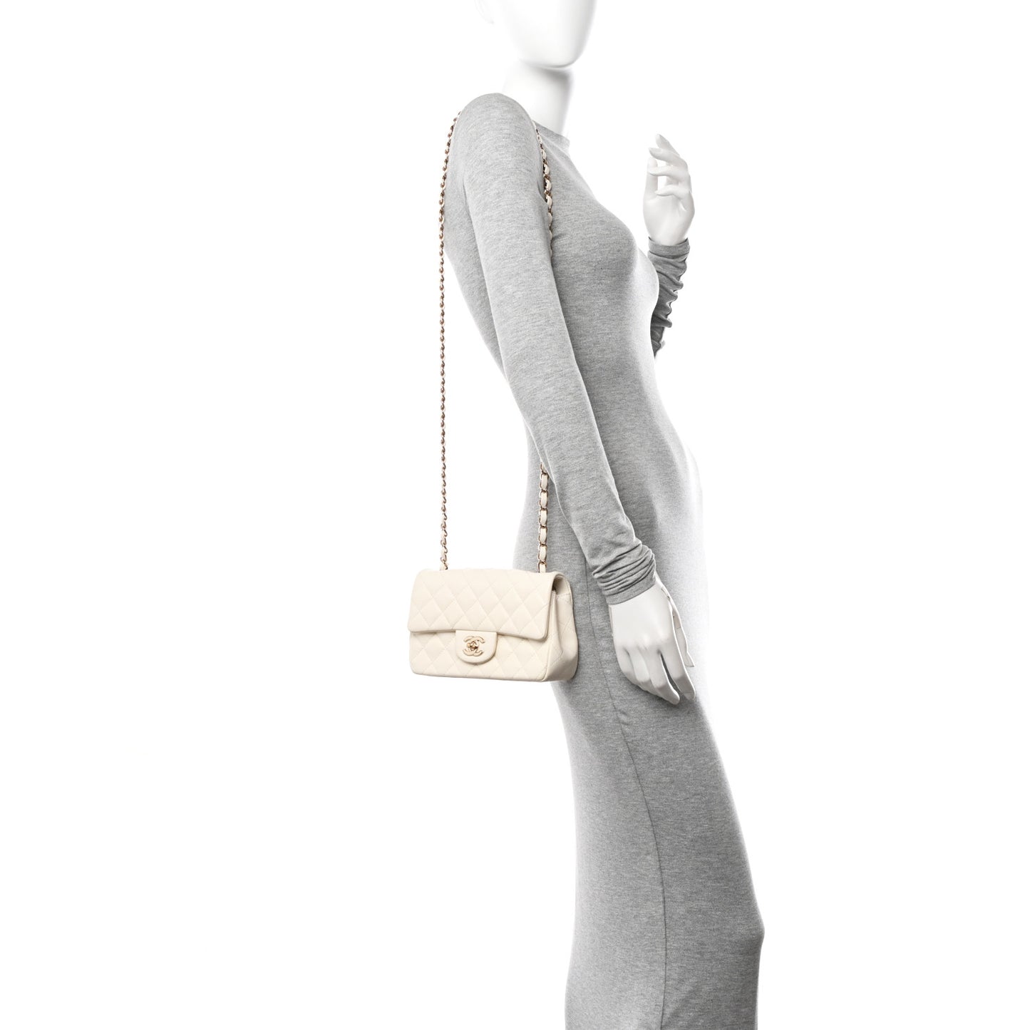 Lambskin Quilted Mini Rectangular Flap White