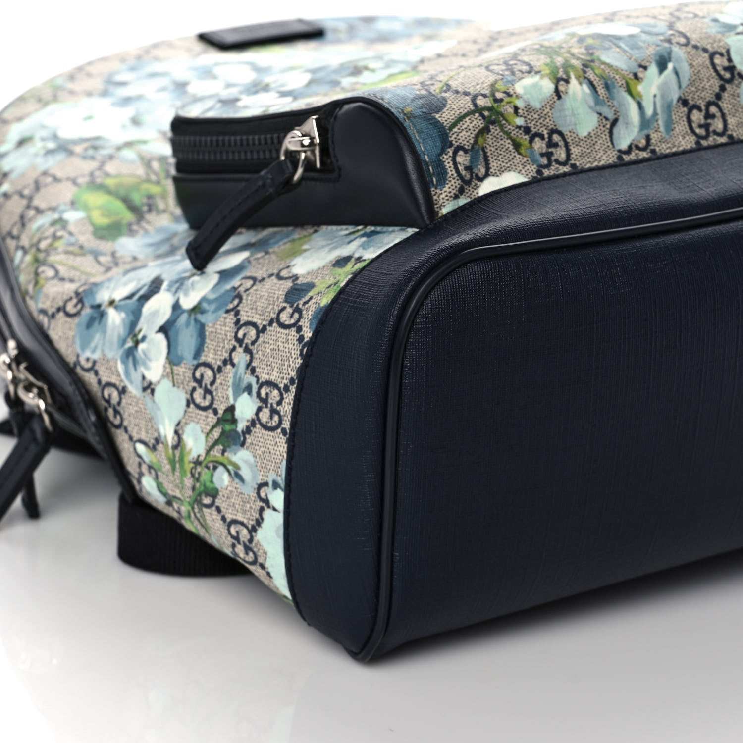 Gucci GG Supreme Monogram Blooms Medium Day Backpack Beige Blue Navy 9 of 12
