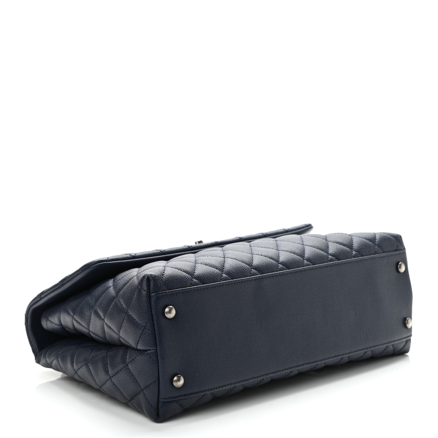 Chanel Caviar Lizard Quilted Medium Coco Handle Flap Navy 4 of 10