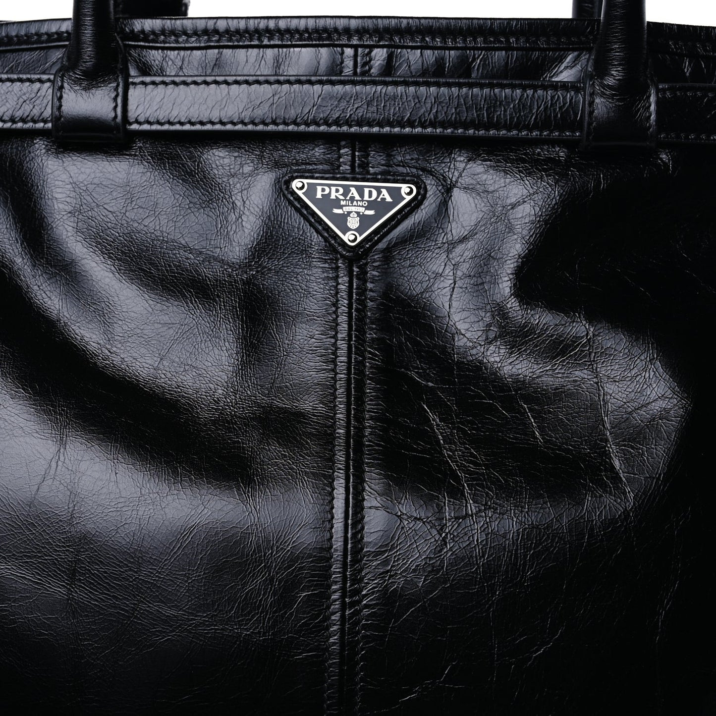 Glossy Calfskin Triangle Extra Large Bonnie Shoulder Bag  Black