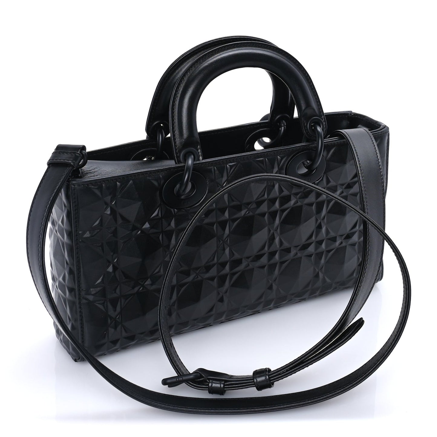 Calfskin Cannage Diamond Medium Lady D-Joy  Black