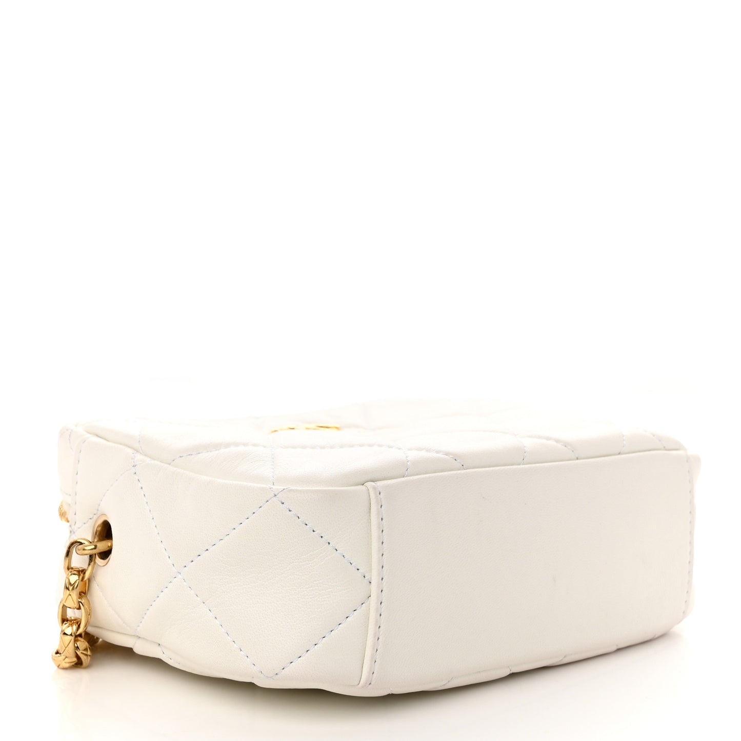Lambskin Pearl Quilted CC Mini Camera Case White