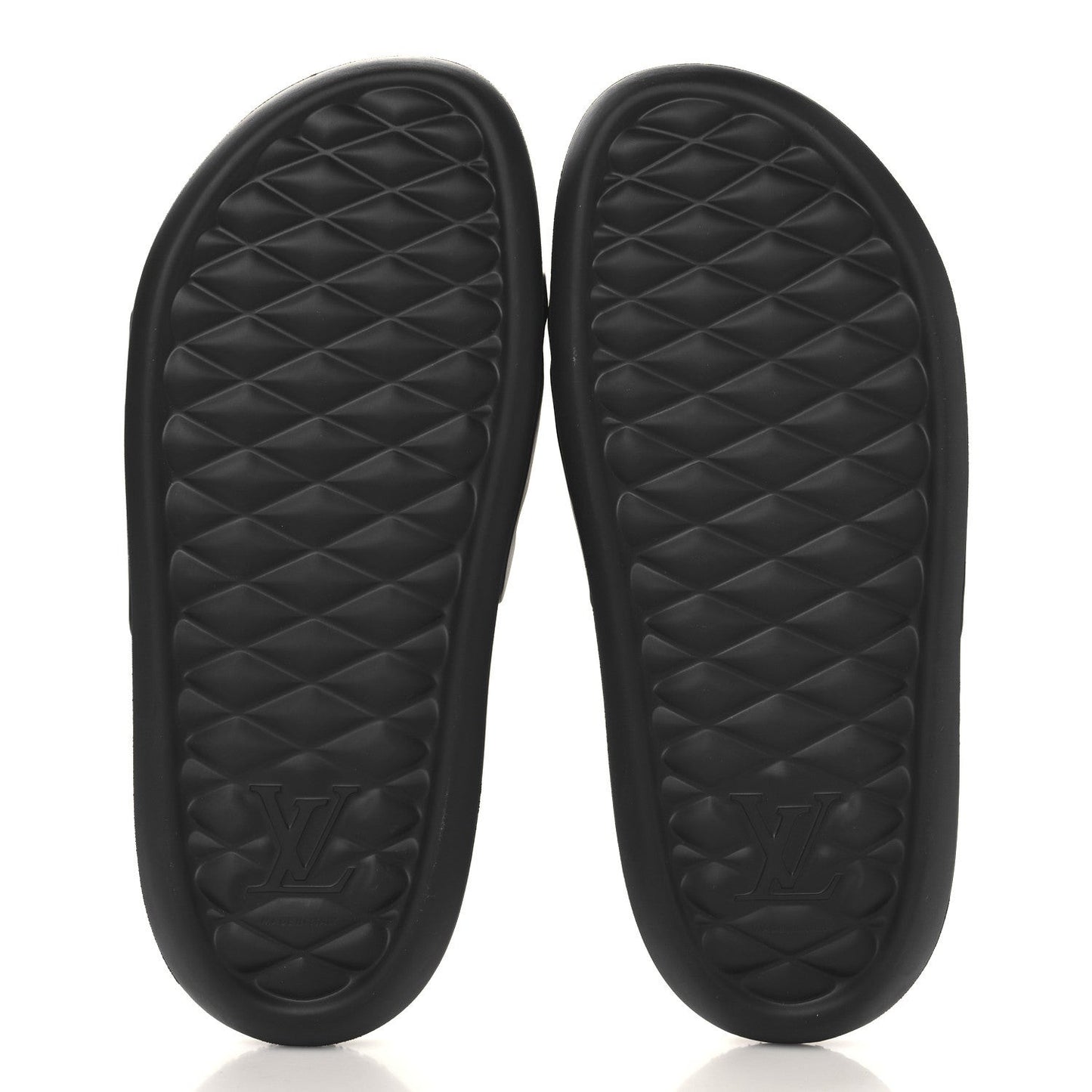 Rubber Embossed Monogram Mens Waterfront Mules Black