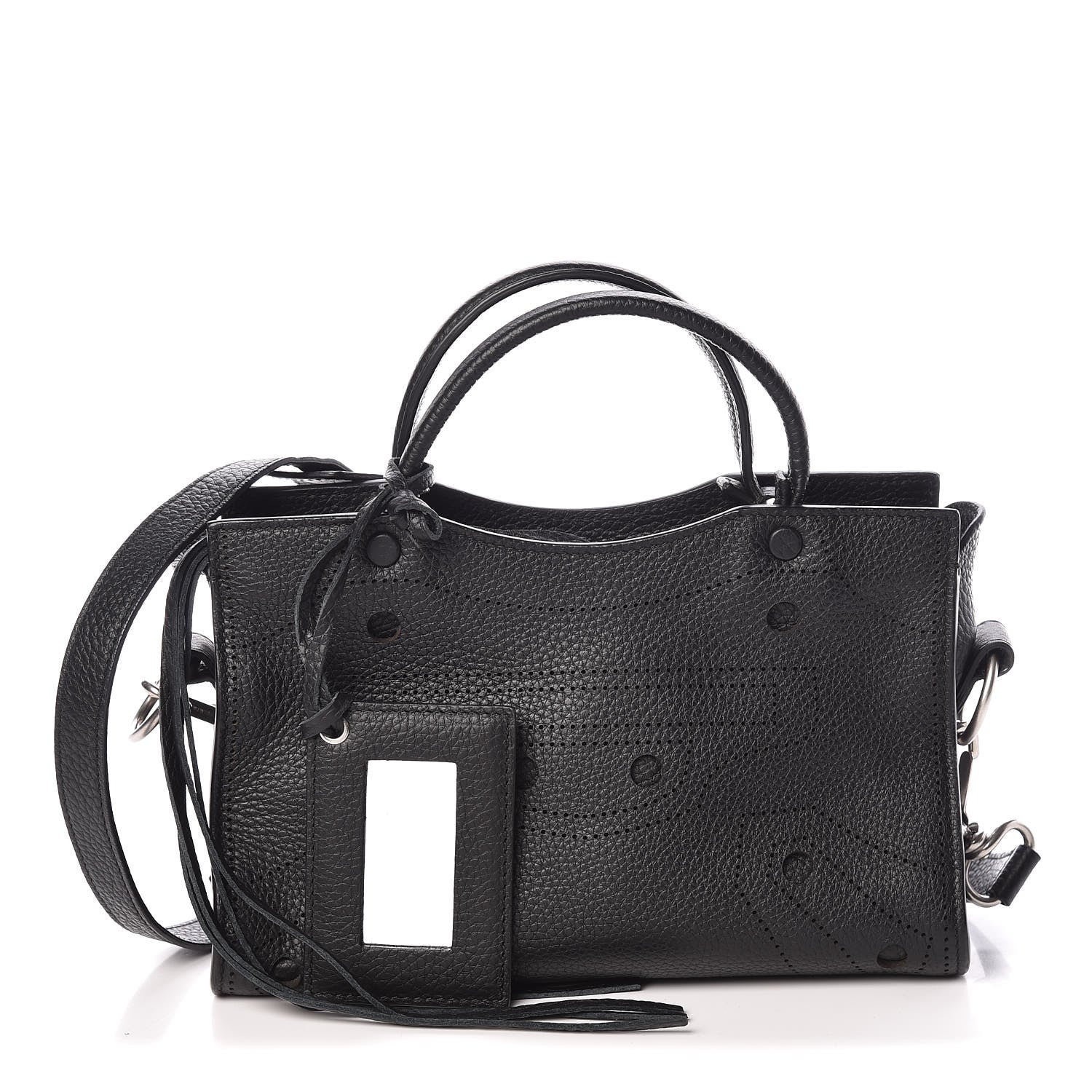 Balenciaga Veau Grana Perforated Blackout Hardware Nano City Black 1 of 9