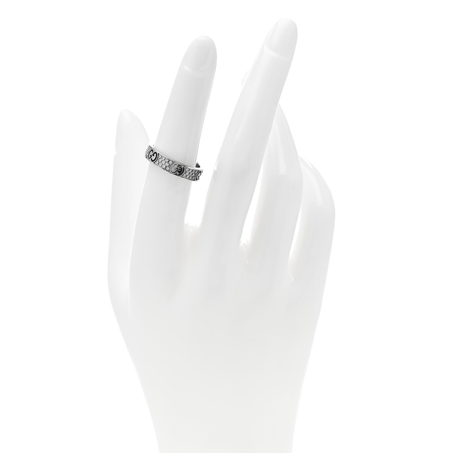 Gucci 18K White Gold Diamond Icon Stardust Band Ring 52/6 2 of 5