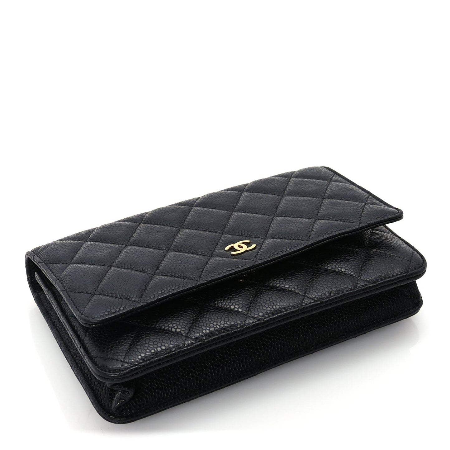 Caviar Quilted Wallet On Chain WOC Black