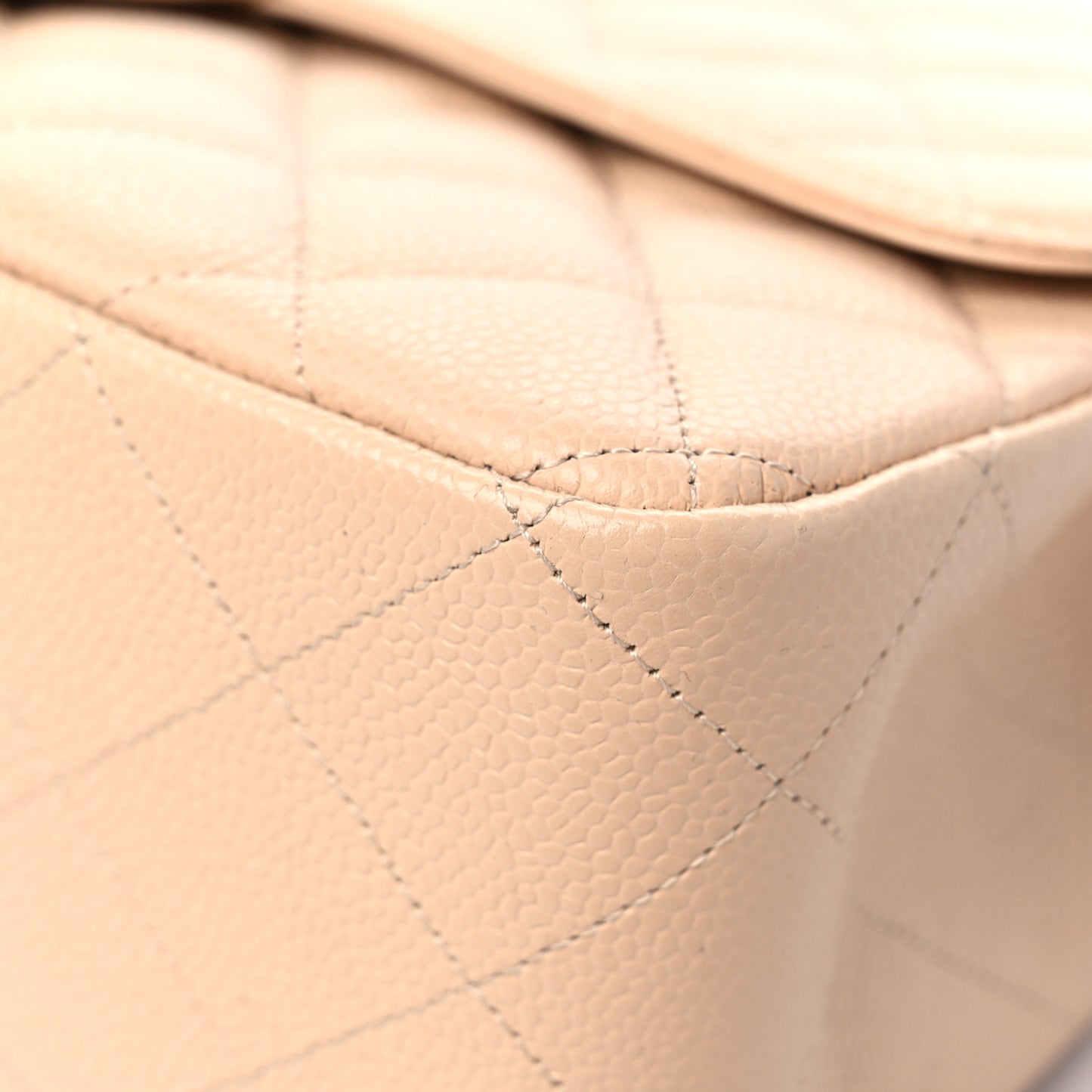 Caviar Quilted Jumbo Single Flap Beige