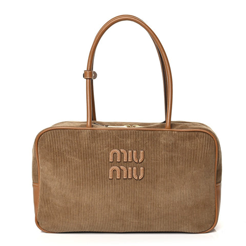 Corduroy Large Beau Top Handle Bag Cinnamon