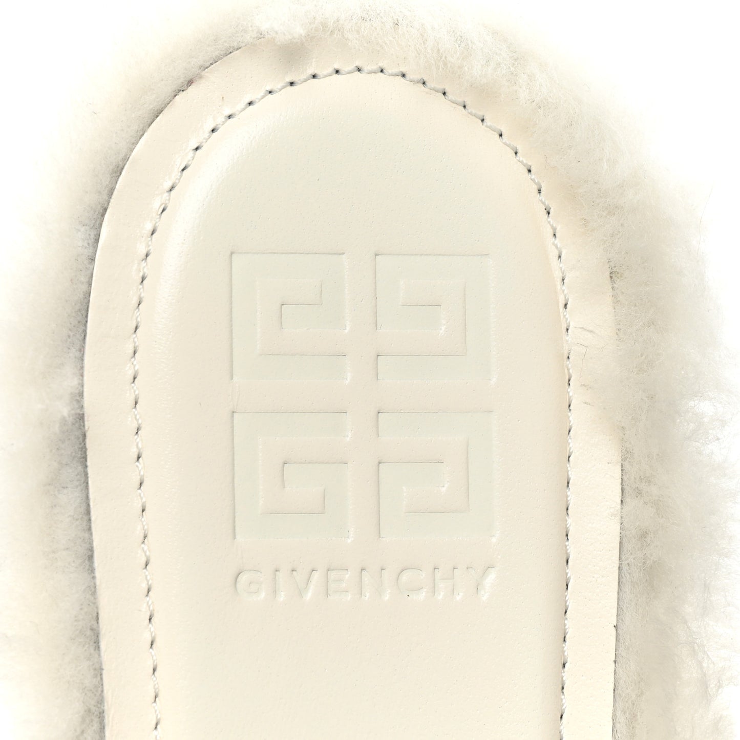Shearling 4G Logo Mule Slide Sandals 41 Ivory