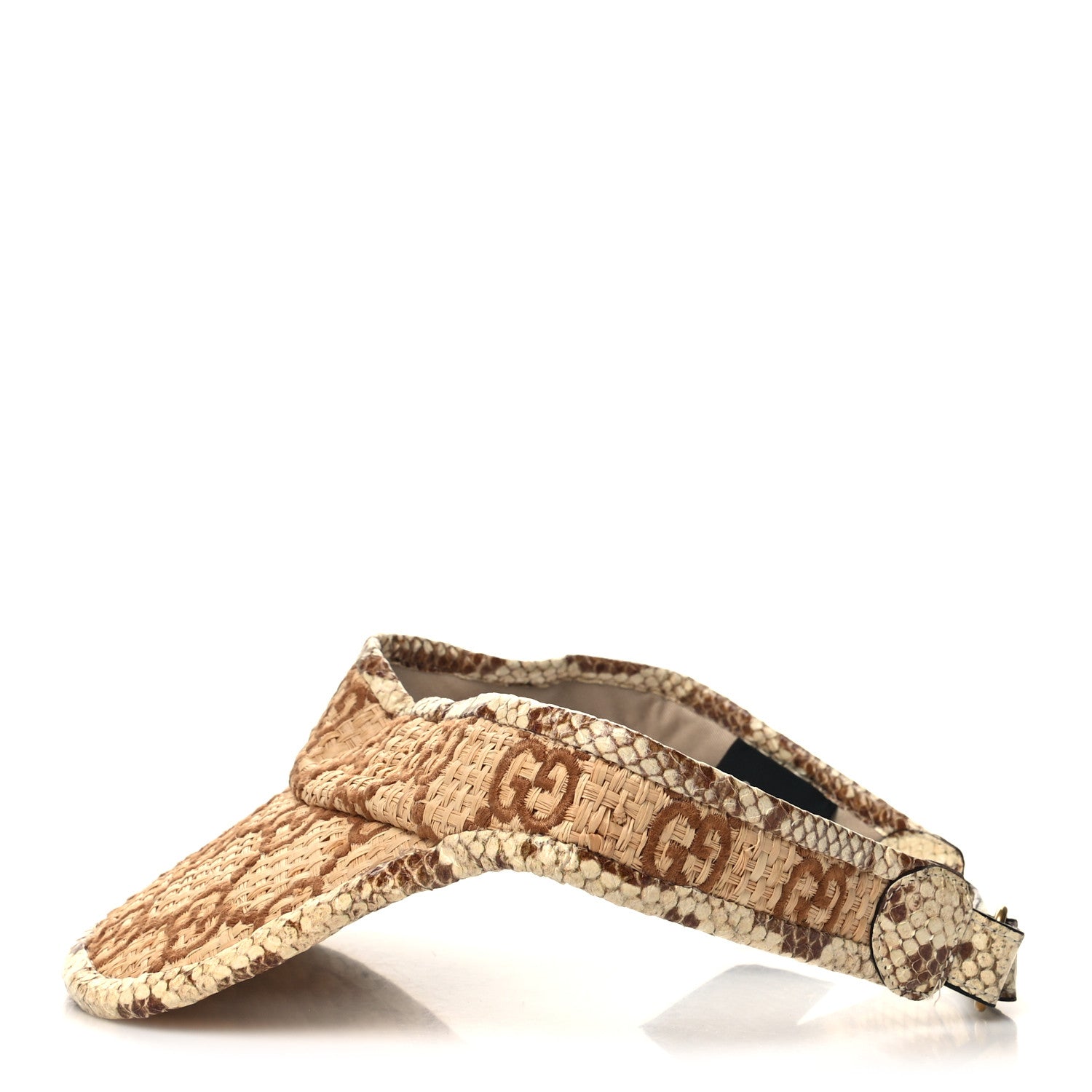 Gucci Raffia Cobra GG Embroidered Afraa Visor M Beige 5 of 8