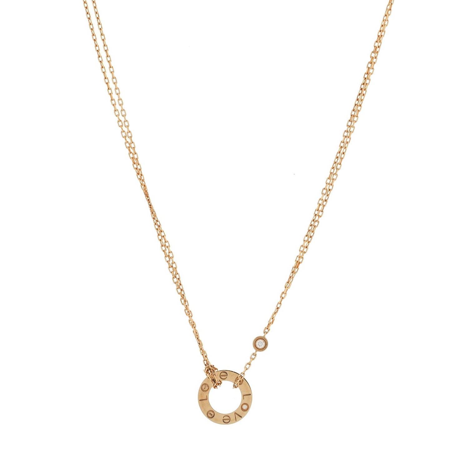 18K Yellow Gold 2 Diamond LOVE Necklace