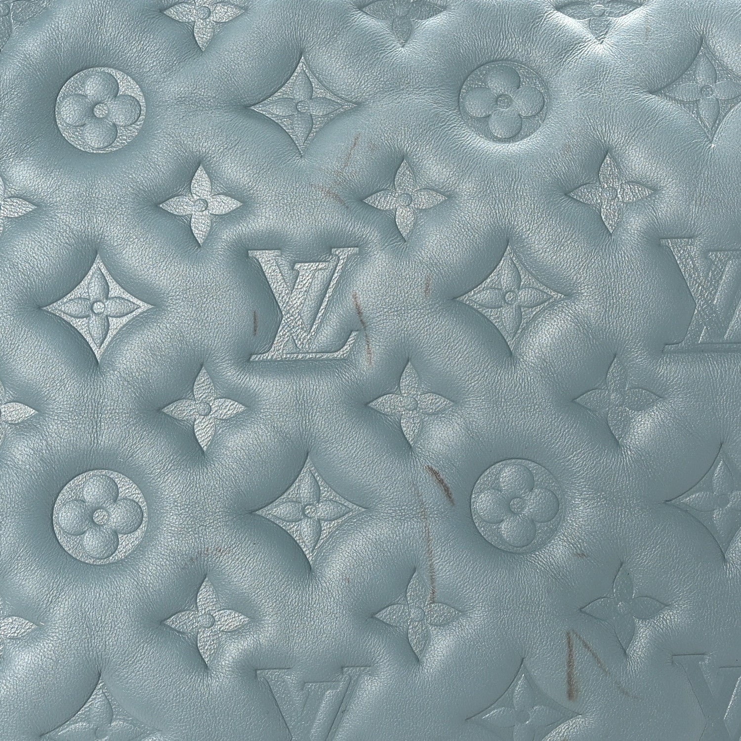 Louis Vuitton Lambskin Embossed Monogram Coussin PM Blue Glacier 7 of 12