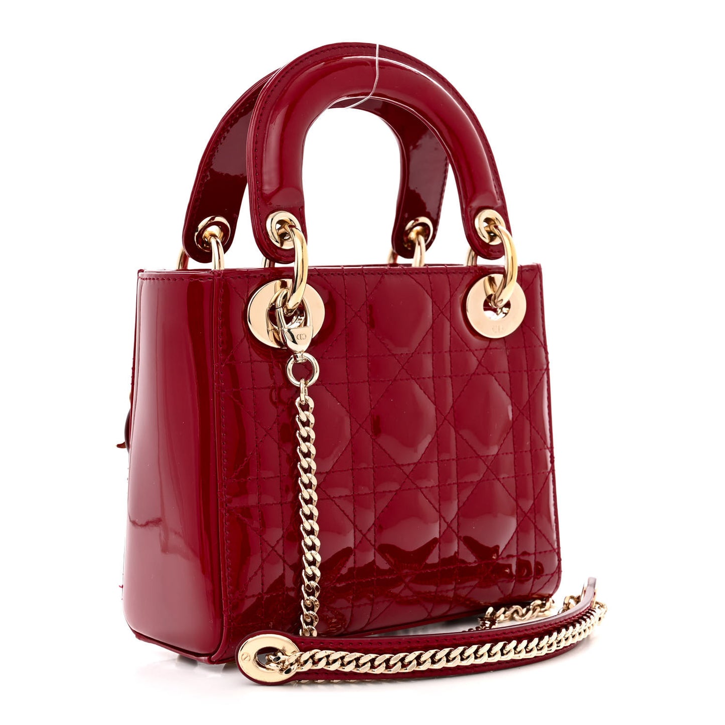 Patent Cannage Mini Lady Dior Red