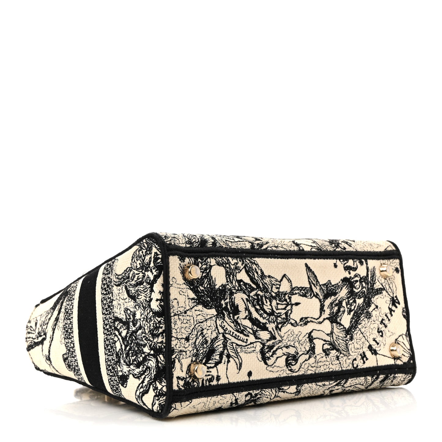 Canvas Embroidered Zodiac Toile De Jouy Medium Lady D-Lite Latte