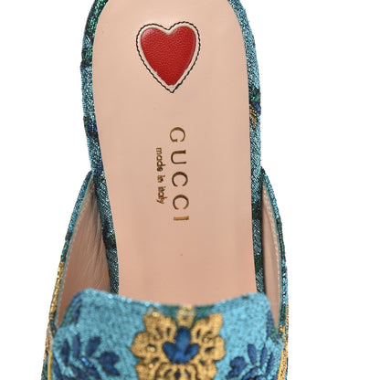 Gucci Iridescent Brocade Womens Princetown Slippers 36.5 Azure Multicolor Oro 7 of 10