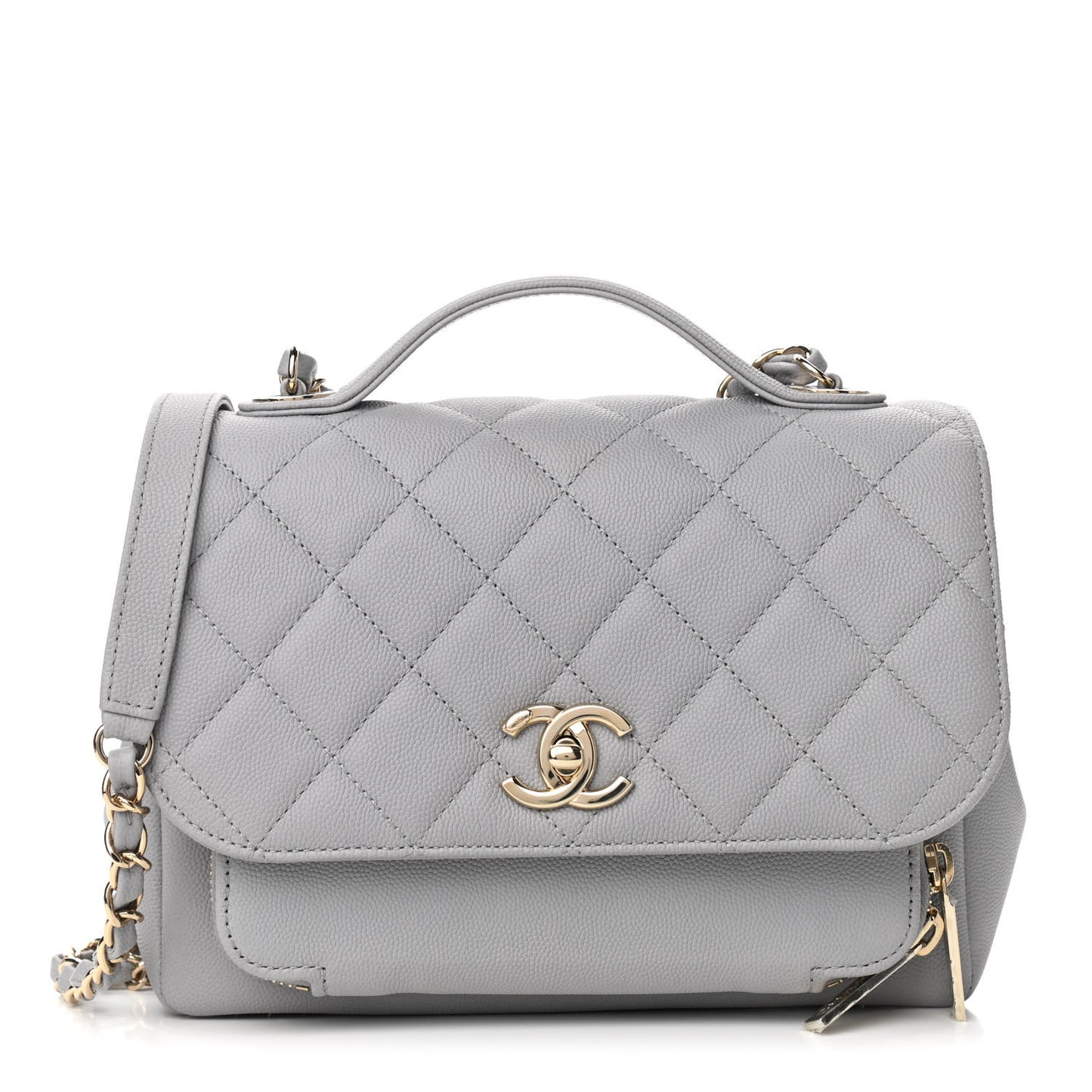 Caviar Quilted Medium Business Affinity Flap Grey