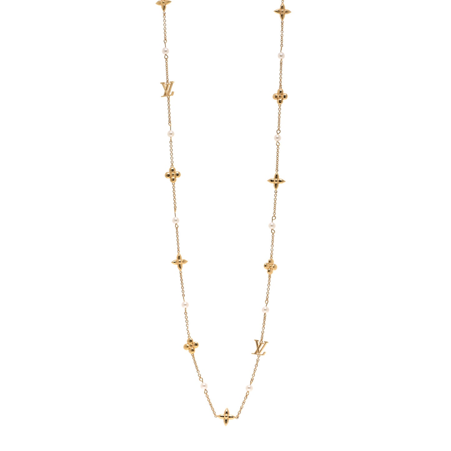 Metal Resin Louisa Long Necklace Gold White