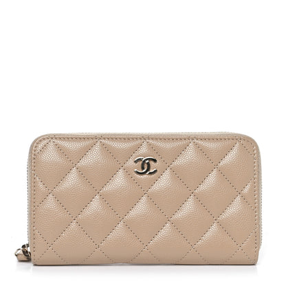Chanel Caviar Quilted Medium Zip Around Wallet Beige 1 of 8