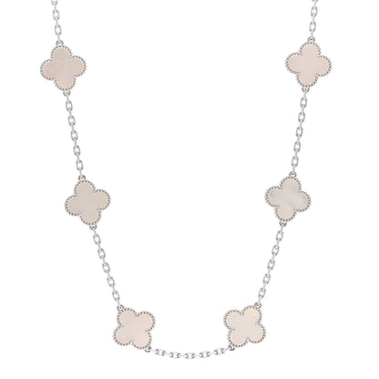 Van Cleef & Arpels 18K White Gold Mother of Pearl 10 Motifs Vintage Alhambra Necklace 1 of 5