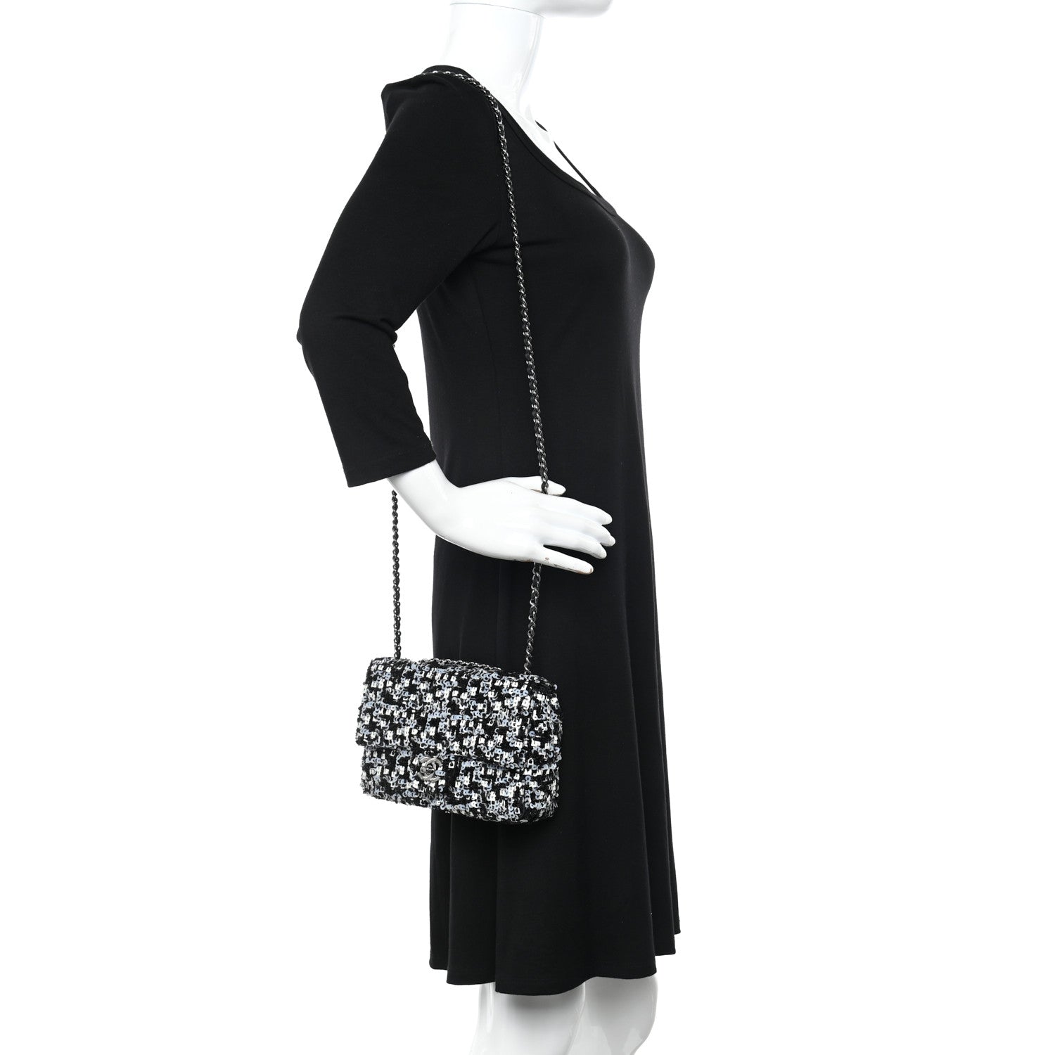 Chanel Sequin Lambskin Mini Flap Silver Black 2 of 10