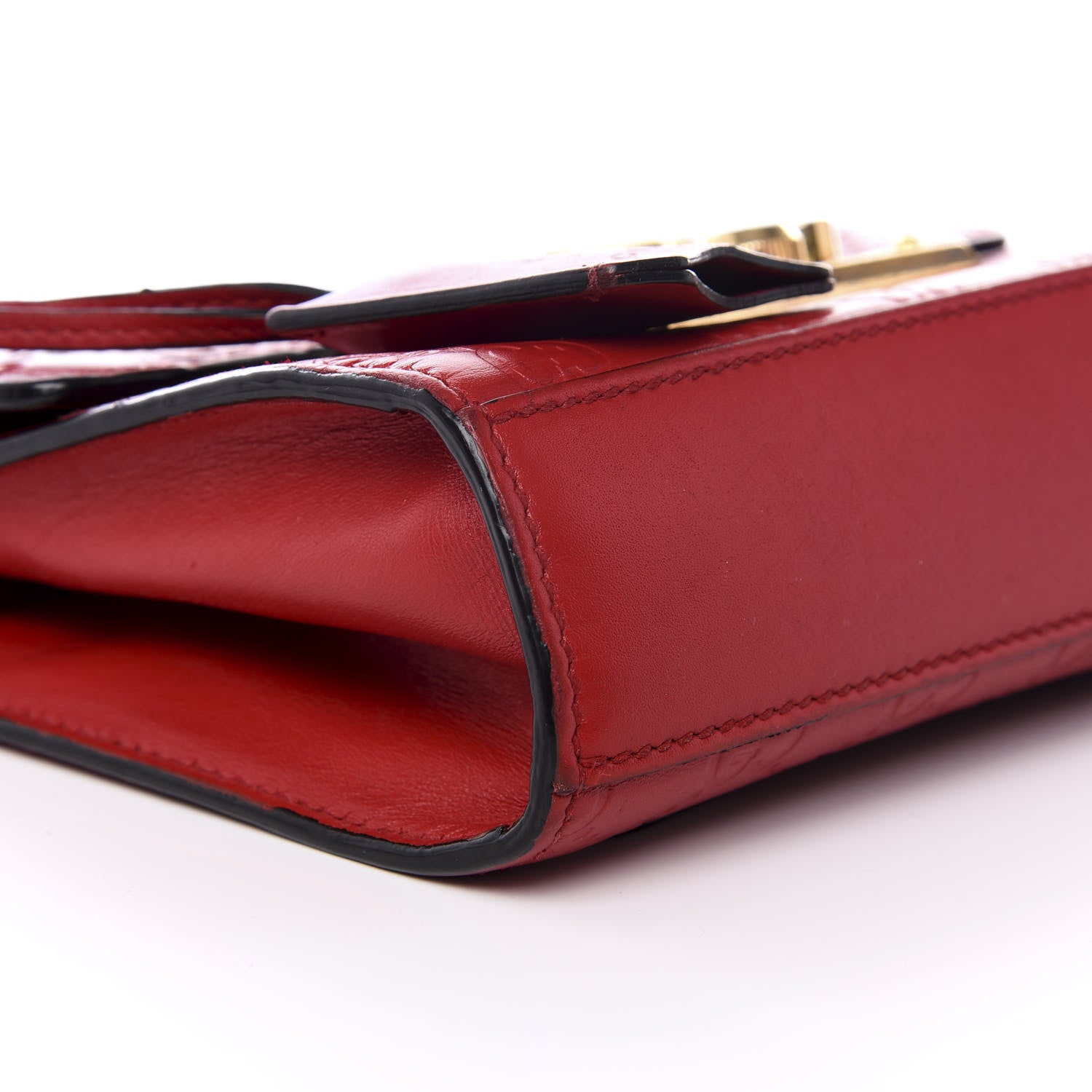 Gucci Guccissima Small Padlock Shoulder Bag Hibiscus Red 6 of 8