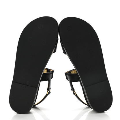Chanel Satin CC Flat Sandals 39 Black Gold 5 of 7